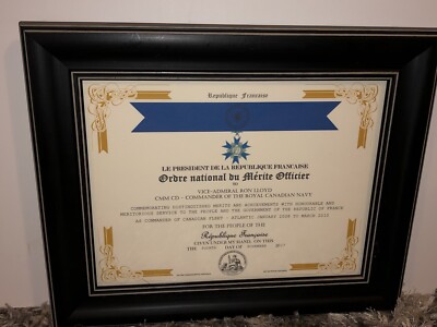 FRENCH NATIONAL ORDER OF MERIT / OFFICER (COMMEMORATIVE CERTIFICATE)