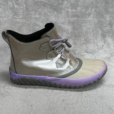 Sorel Out N About Boots Womens 6 Gray Purple Waterproof Lined Snow