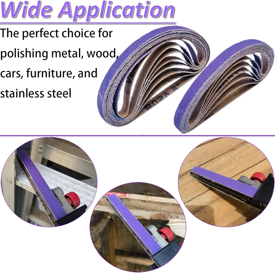 100 PACK Purple File Sanding Belt Abrasive 1/2×18 inch 40 GRIT For Polishing - Image 3 of 4