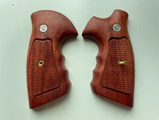 New Hardwood Grips For S&W, K/L Frame Square Butt Checker wood Closed Back Strap