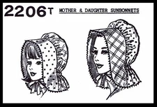 Bonnet Hats Sewing Pattern Mail Order DESIGN 2206 Chemo Alopecia Mother Daughter