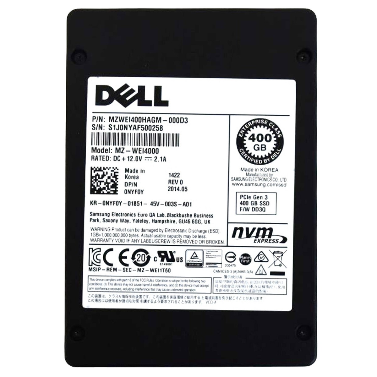 Dell MZ-WEI4000 400GB eMLC PCIe 3.0 x4 NVMe U.2 2.5
