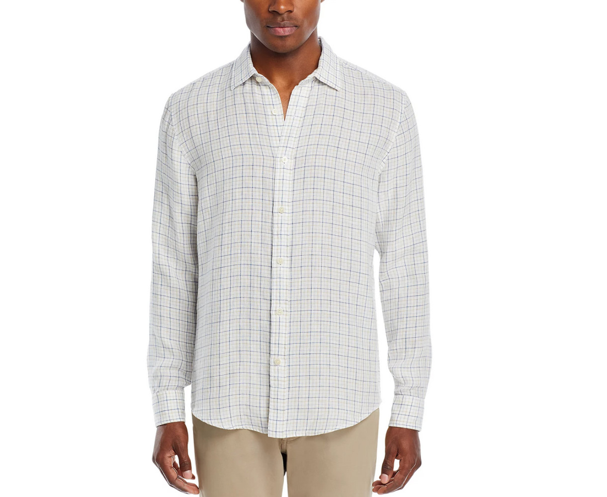 Мужская льняная рубашка на пуговицах 4D 1225-