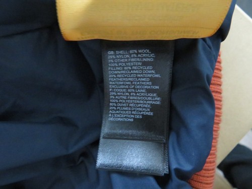NWT Mens The North Face Brown Label Wool Larkspur Down Insulated Jacket - Orange - Picture 13 of 15