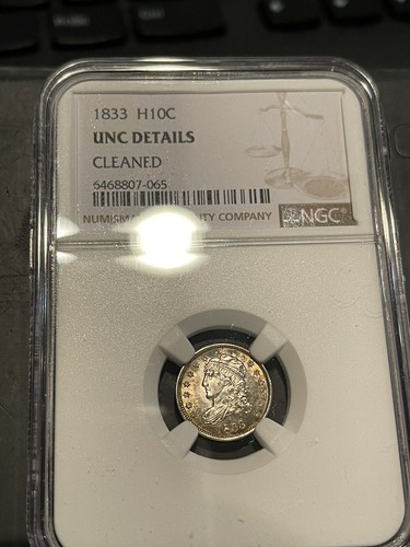 CAPPED BUST Half Dime 5 Cents 1833, NGC UNC Details,Toned Still Nice Rare Grade - Picture 3 of 4