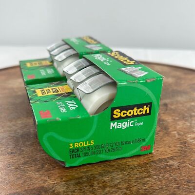 Scotch Tape Magic 3 Rolls (1050 inches x 3/4 in) Green Lot of 2 (6 total rolls)