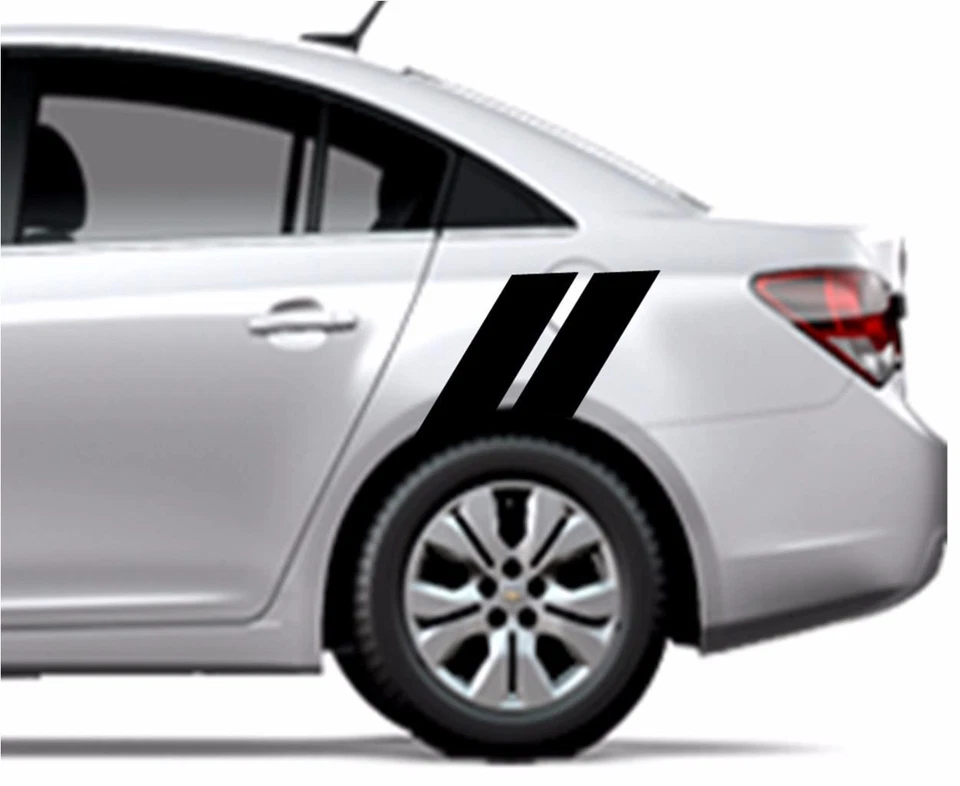 Chevy CRUZE Trasero 4" Guardabarros Doble Hash Bar Vinilo Rayas Carreras Rally Calcomanía Foto 4 de 4