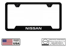 Nissan Logo Black Finish Notched License Plate Frame Official Licensed