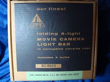 Vintage Tower Sears Folding 4-Light Movie Camera Light Bar w/4 Lamps Never Used
