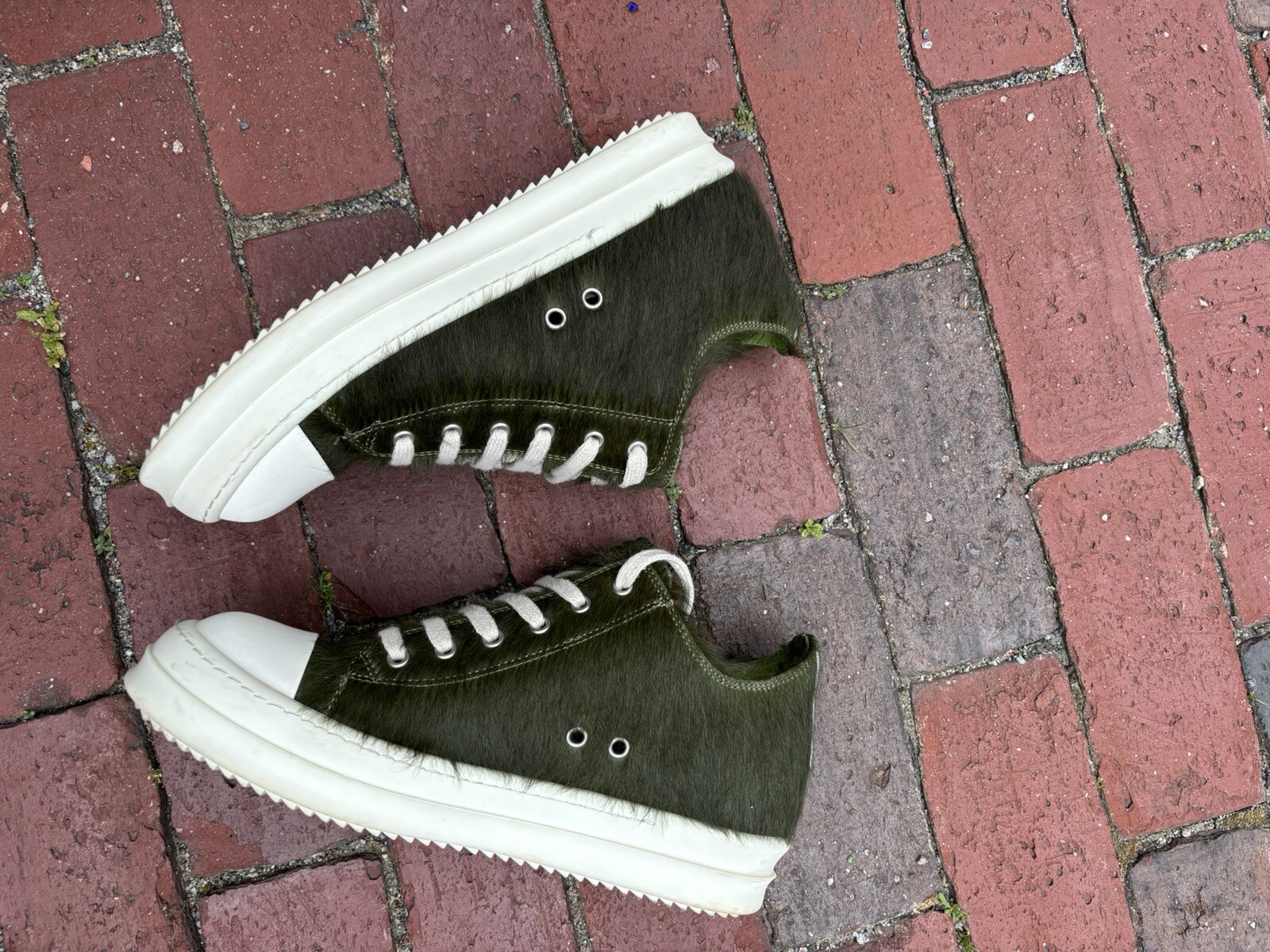 Rick Owens Green Pony Hair Ramones Low Size 9.5 eBay