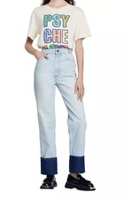 Sandro Lord High-Rise Straight Leg Cuffed Jeans NWT Women  s EU SZ 40