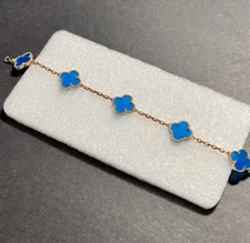 Aqua And Rose Gold Plated Stunning Lucky Bracelet 7.5"