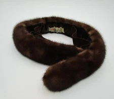 Vtg Mink Fur Scarf Collar Wrap Brown LORD & TAYLOR 36" long EXCELLENT