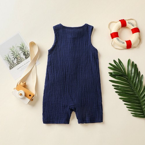 Kleinkind Neugeborenes Baby Mädchen Jungen Leinen Strampler Overall mit Taschen Outfits - Bild 3 von 17