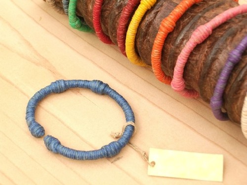 BRACCIALE RIGIDO DONNA CANAPA ACCIAIO ARTIGIANALE 12 COLORI !!! - Picture 6 of 23