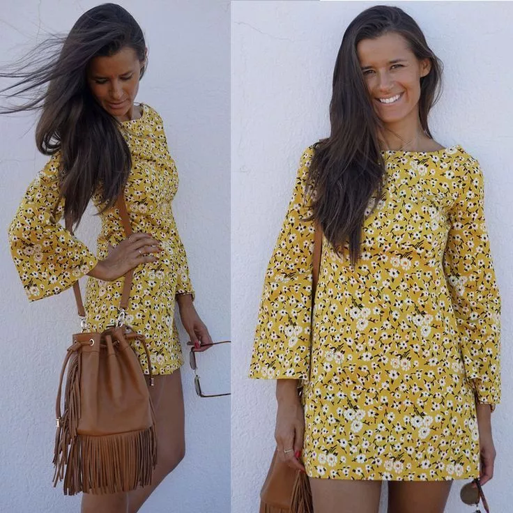 Zara yellow floral print clearance dress
