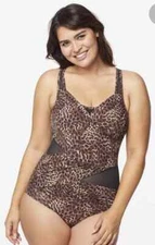 NEW Orig$139 Ruby Ribbon Leopard Palm Beach Swimsuit Bathing Suit 8/10 NWT