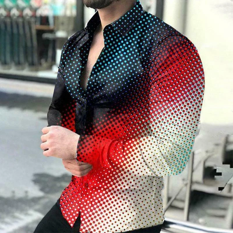 2022 Camisa De Larga Moda Para Hombre Blusa Con Botones Y Estampado Casual Lujo