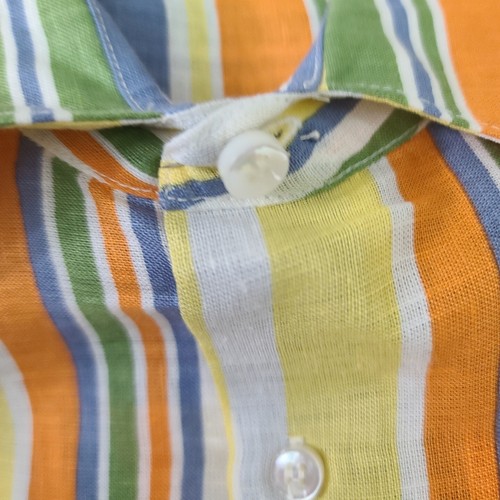 Camicia uomo in lino a righe Fedeli Trillion taglia 52/L manica lunga bottoni nuova senza etichette - Foto 8 di 8