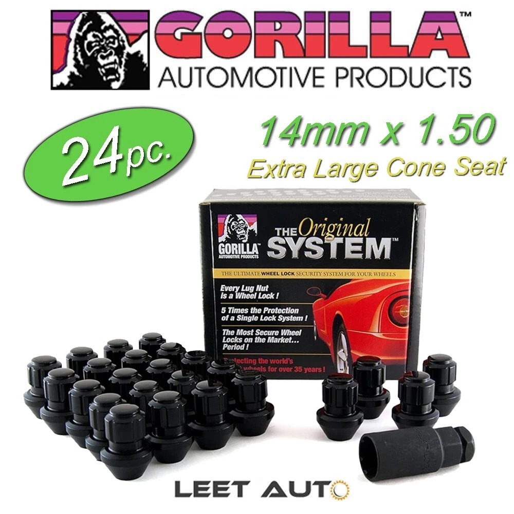 24pc) Gorilla Wheel Lock Set, Factory Style Bulge, 14mm x 1.50