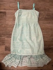 NEW J. Crew 6 Spring Dress Crochet Mint Pastel Midi Flare Bottom Hem Eyelit