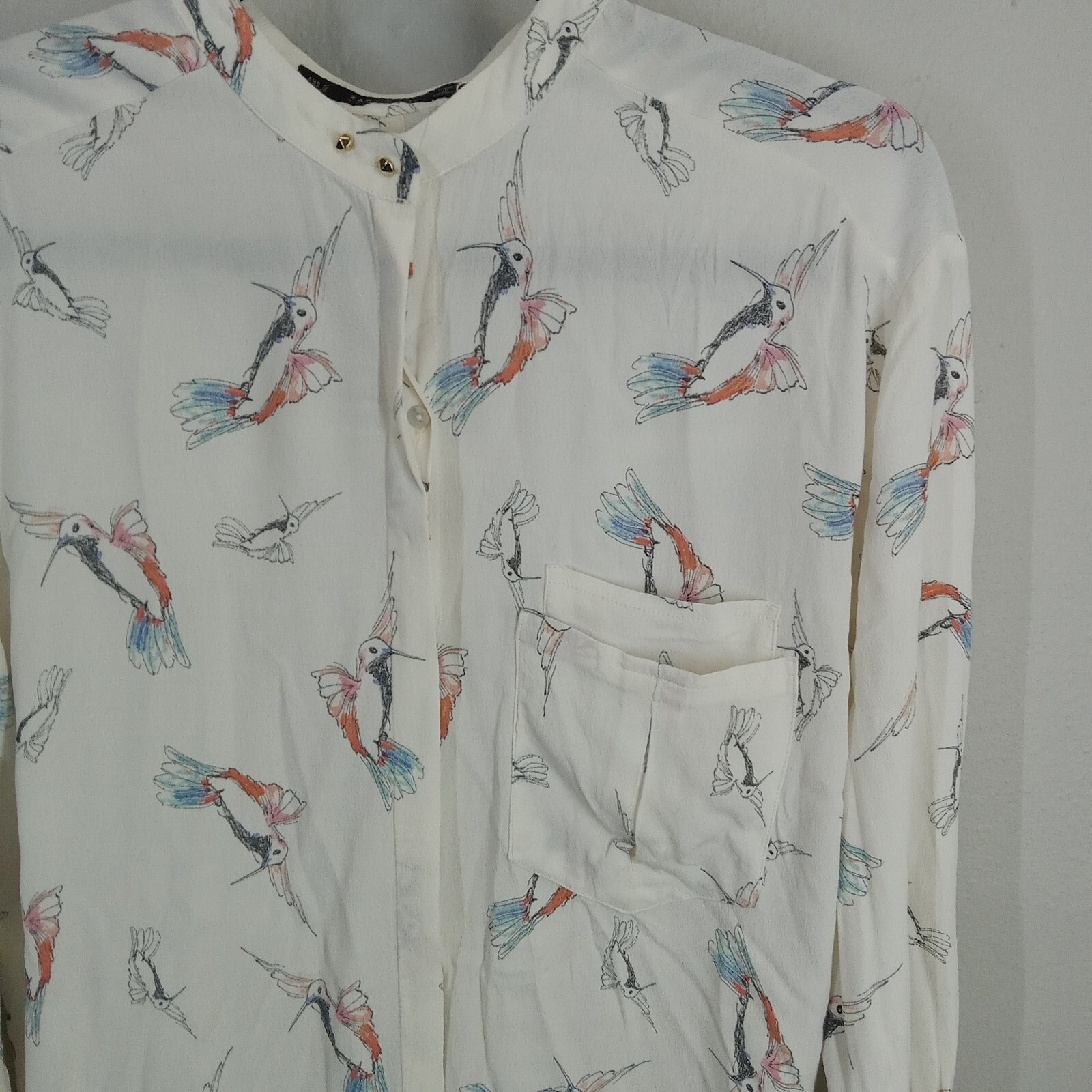 Zara Basic Womens Medium Button Front Roll Tab Sl… - image 2