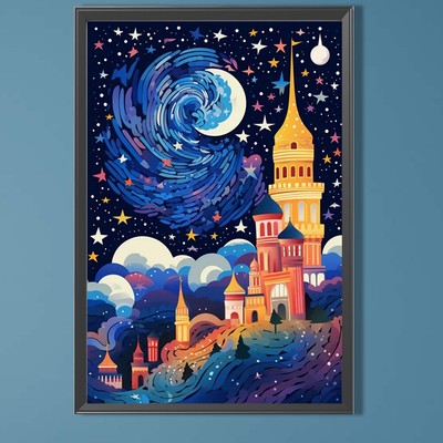 5D DIY Full Round Drill Partial AB Diamond Painting Castle Kit Art ...