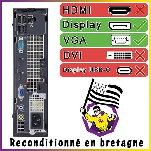PC Dell Optiplex 9020 USFF Bildschirm 22 " Intel I3-4130 RAM 16Go SSD 2To W11 - Bild 7 von 7