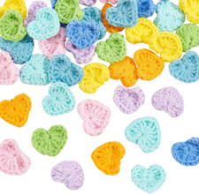 40 Pcs Cotton Knitting Heart Applique - 8 Colors, Handicraft Heart Patches for D