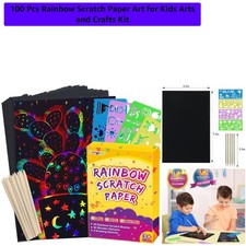 100 Pcs Rainbow Scratch Paper Art for Kids Arts and Crafts Kit