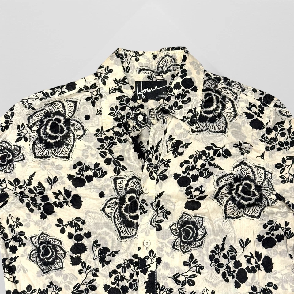 Howe Creative Work Force Men’s Black Floral Print Cotton Button Up 20.5x33 M - Image 2 of 4