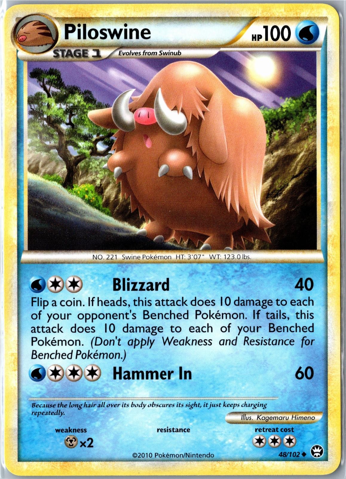Pokemon Card - Piloswine HGSS Triumphant 48/102 2010 Uncommon Lightly Played
