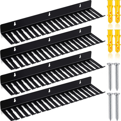 4 Pcs Wall Mountable Cable Hanger Cord Rack Organizer Black Holder with 19 Cable