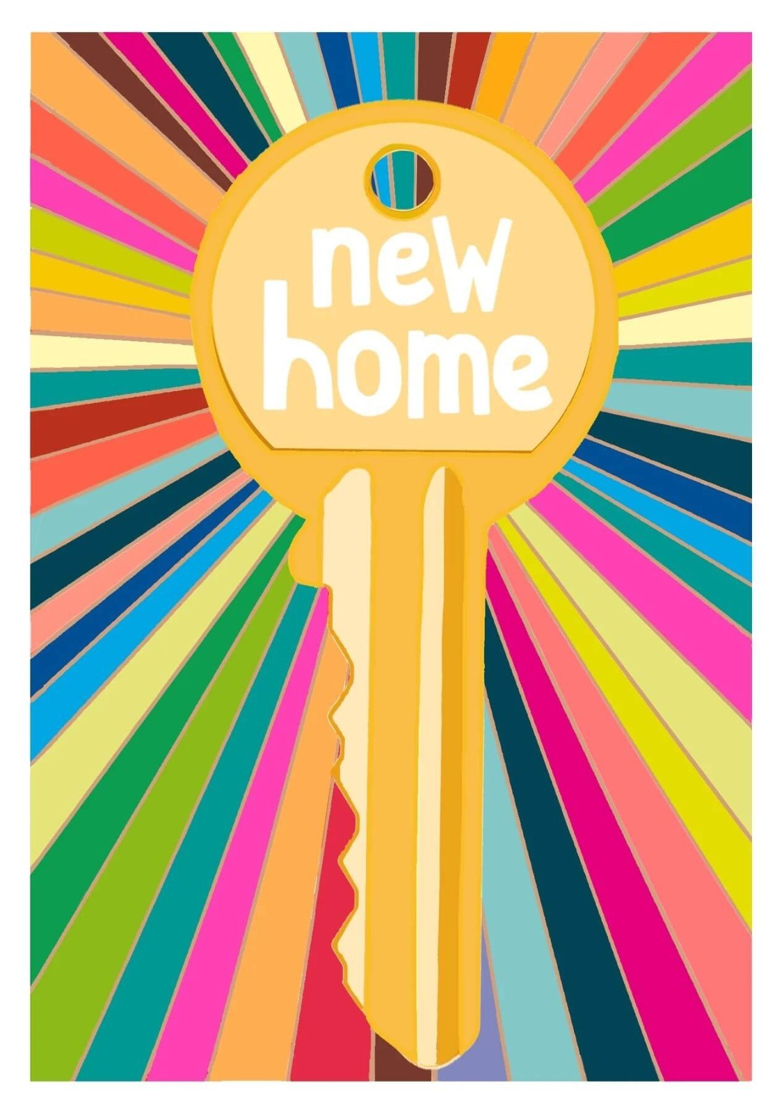 Fun New Home Card Congratulations Key - Bold Bright Design Greeting Card
