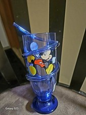 NEW DISNEY MICKEY MOUSE PLASTIC CUP with Built in Straw Vintage.