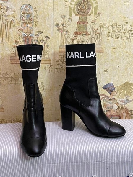 Women Karl Lagerfeld Ankle Boots Black Leather 36