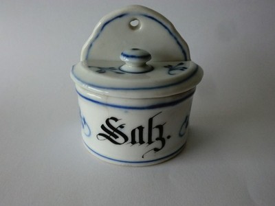 Antike Salz Metze Porzellan Strohblume um 1900 große Puppenküche Puppenstube