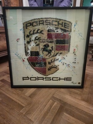 Ben Buechner   Porsche Unikat, Cut-Up-Art, 100x100cm, gerahmt, Zertifikat