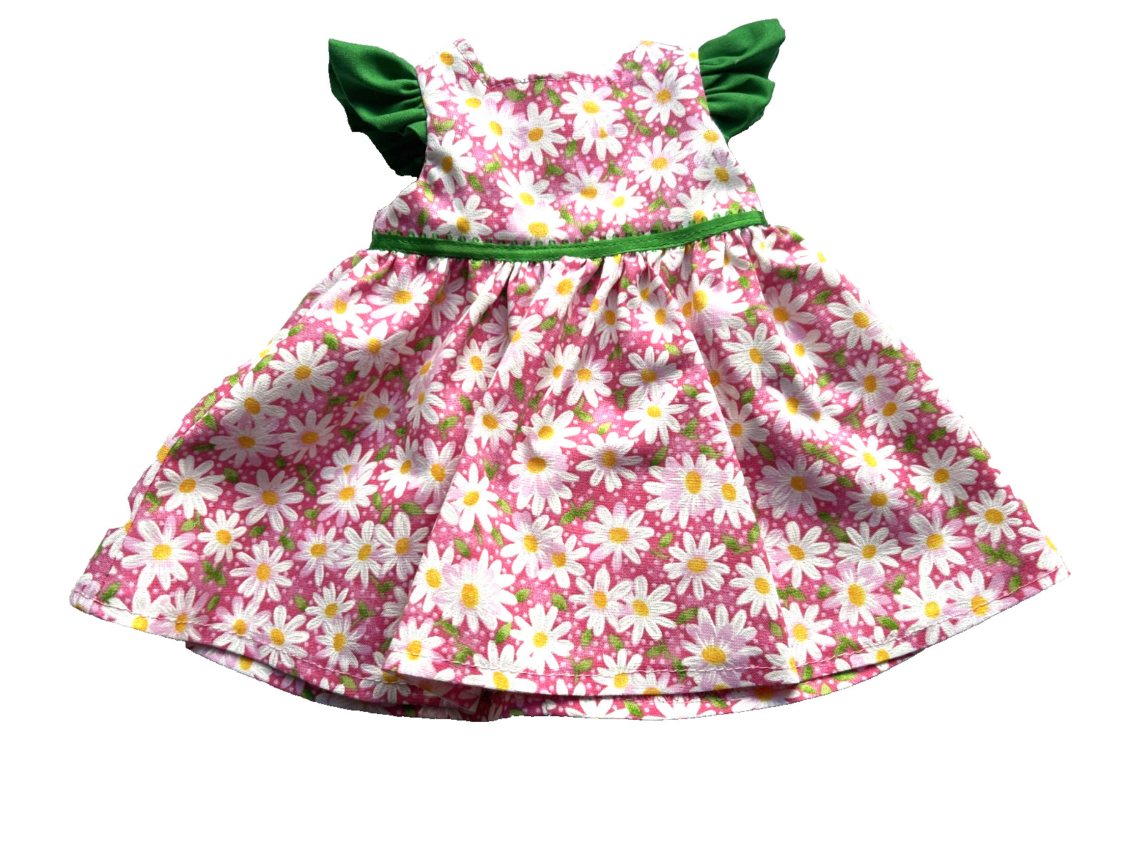 Fits American Girl 18" Doll Clothes-White Daisies on Pink Ruffle Sleeve Dress 3