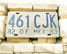 Vintage 1982-83 Mexico D.F.License Plate Raw Patina Real Metal Real Age No Touch
