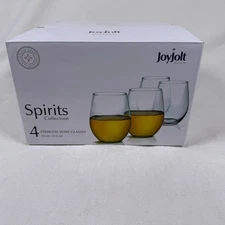 JoyJolt Spirits Stemless Wine Glasses Set of 4 Wine Glasses 19-Ounces