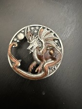 Pewter Fantasy Dragon Red Enamel Siskiyou BUCKLE CO V8 VTG 1993 Belt Buckle USA