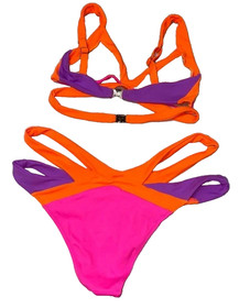 Agent Provocateur New Mazzy Bikini Top Sz 5 Bottom Sz 6 Colorblock Swimwear XL