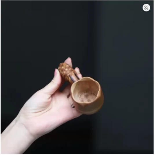 Nuevo filtro infusor de malla colador de té de bambú natural estilo chino Foto 2 de 4