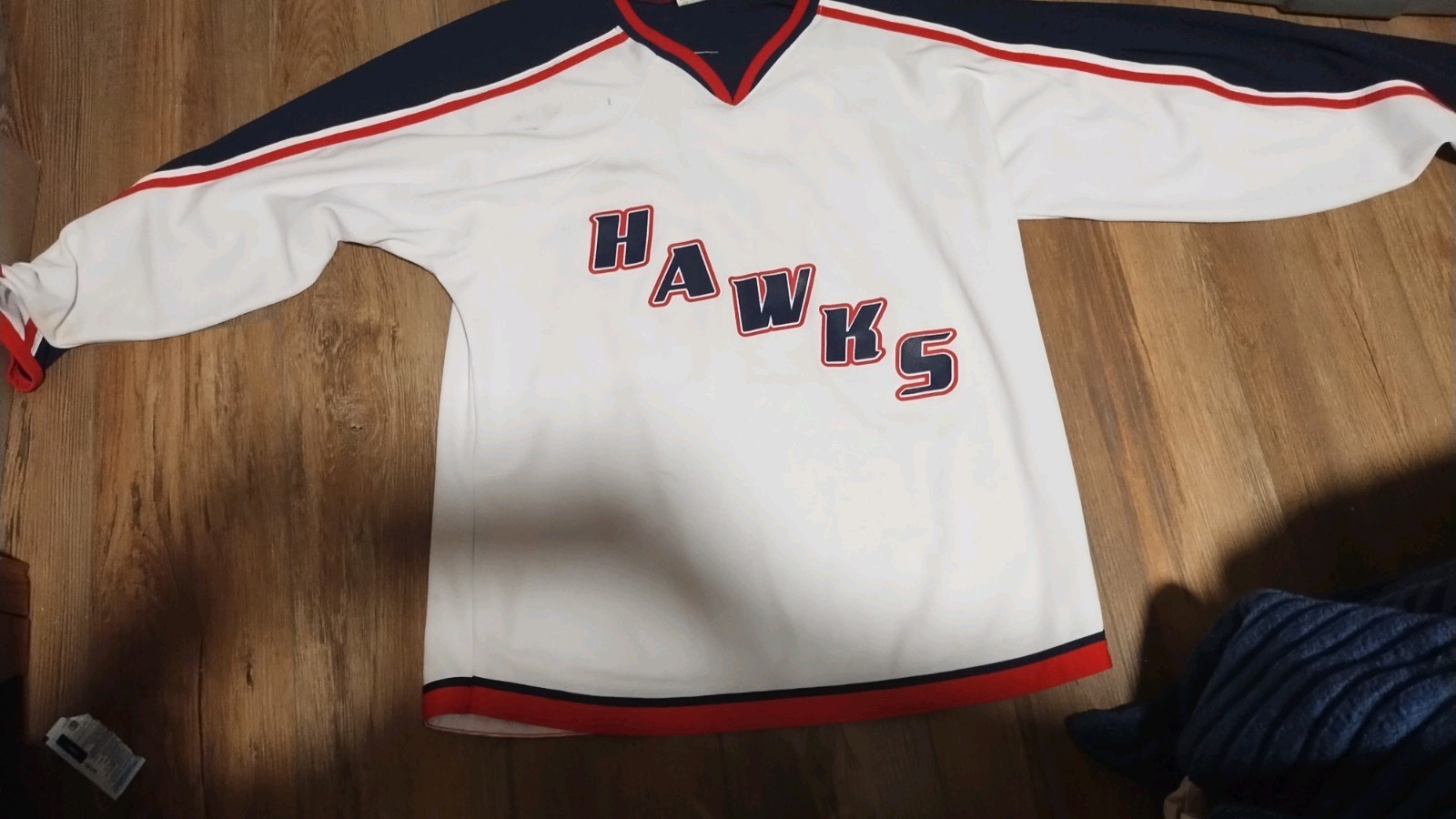 Rare Vintage Athletic Knit Hawks Hockey Jersey Made In Canada #10 Baranowski L