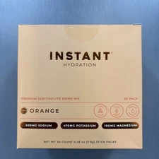 Instant Hydration Electrolyte Orange Flavor Drink Mix 30 Stick Packs Exp 7/27