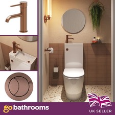 Toilet Basin Combo 2in1 Toilet & Sink Space Saving Unit Cistern Basin Tap Bronze