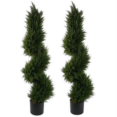 Künstlicher Topiary Baum Grün 120cm (4ft) Paar Realistische Wohndeko Indoor Fau 2