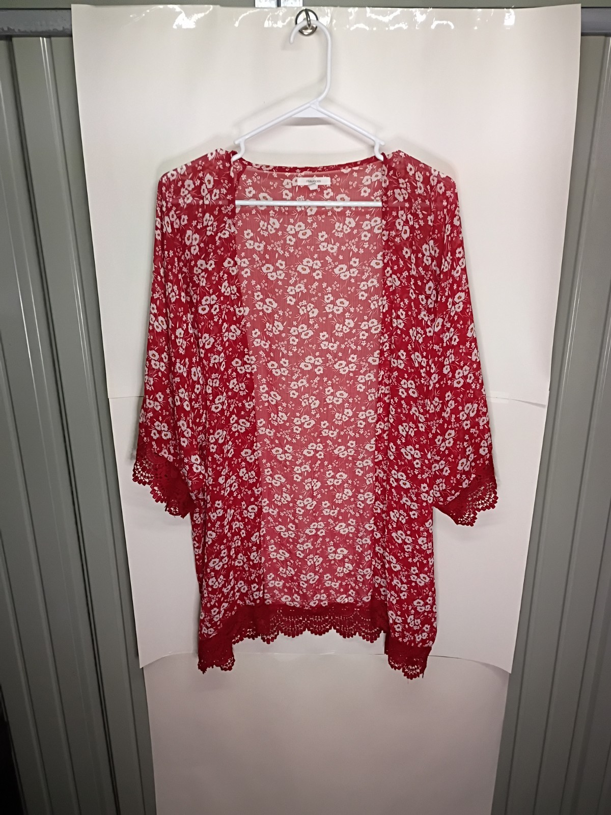 Maurices Women's Floral 3/4 Sleeve Red Top Size 2X Plus Size 0082
