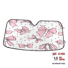 Bow Pink Car Windshield Sunshade Foldable Front Auto Sun Shield 57 31.5inch
